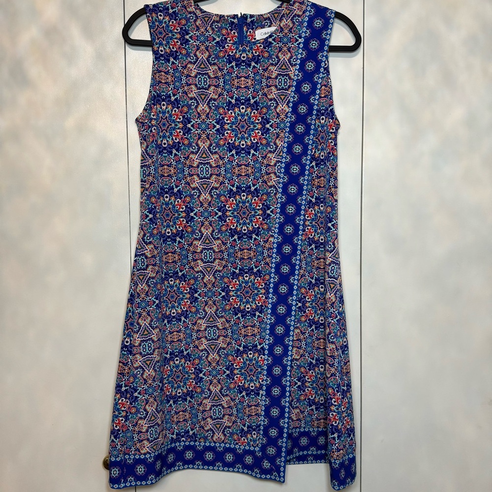 Calvin Klein Medallion Print Sheath Dress Sleeveless size 8
